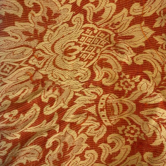 Vintage Bates Double Size Bedspread Fringe MCM Spanish Orange Damask 60s 70s - Picture 4 of 6